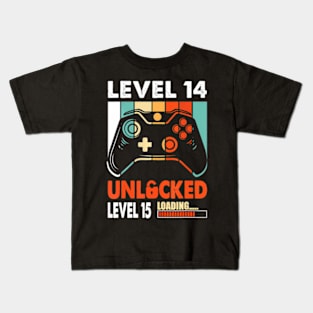 Level 14  Level 15 Loading 14th Birthday Video Kids T-Shirt